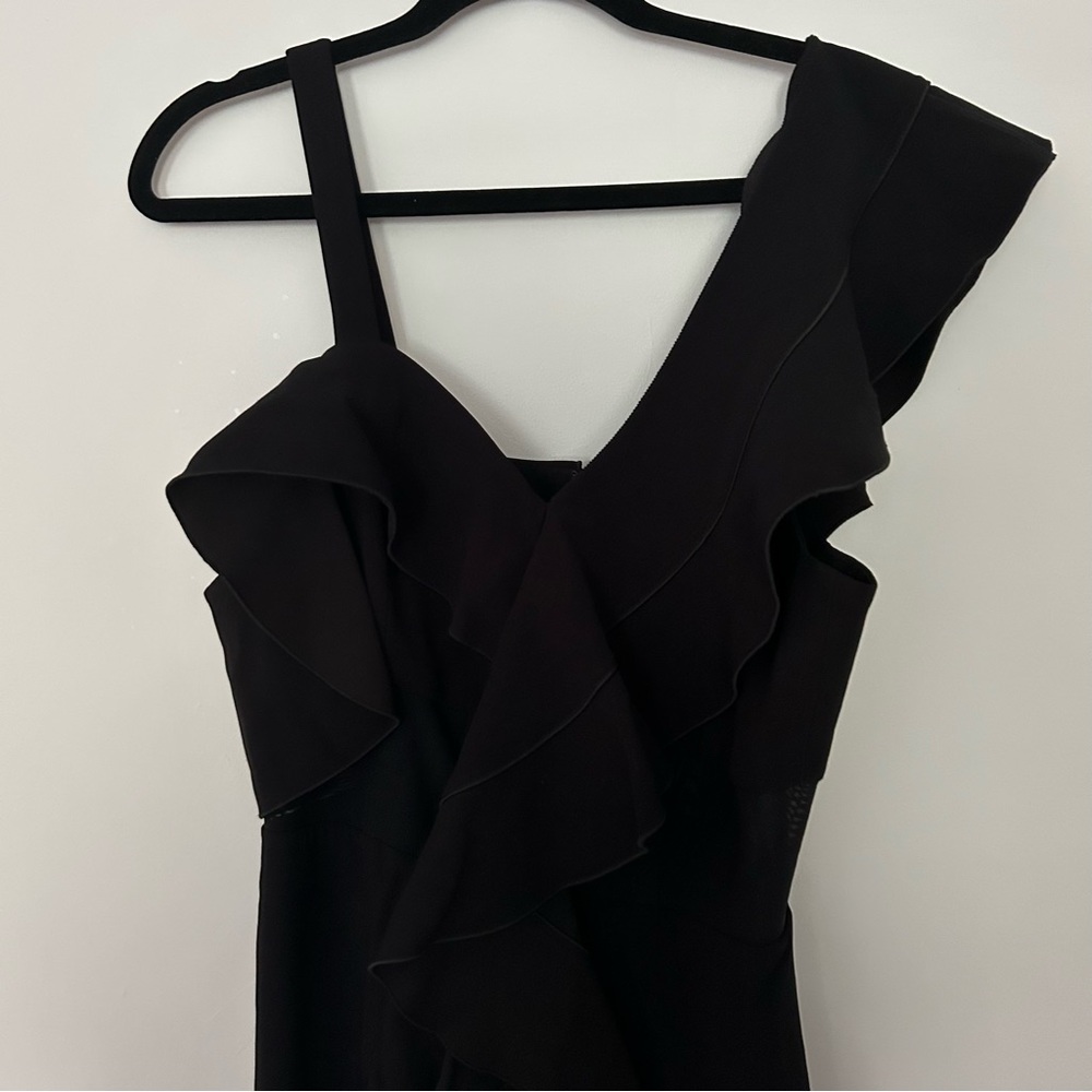 Proenza Schouler Black Asymmetrical Ruffle Mini Dress - Picture 4 of 14